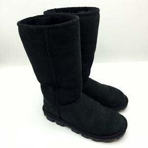 UGG Australia Boots 5845 Classic Tall Suede Sheepskin Lining Black Size 5